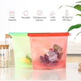 4PCS 1000ml /1500ml Silicone Bag Reusable Silicone Food Bag Zero Waste Ziplock Food Storage Bag Refrigerator Fresh Bags Organiz