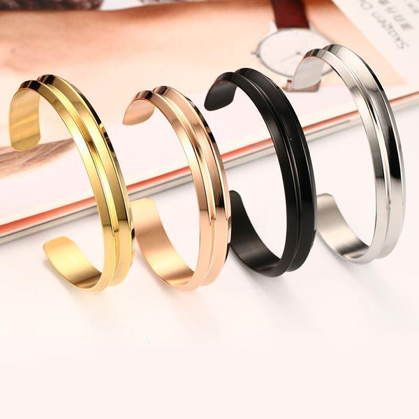 Groove Stainless Steel Open Bracelet