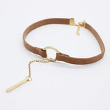 Copper Circle Velvet Choker Necklace