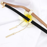 Copper Circle Velvet Choker Necklace