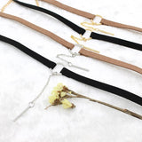Copper Circle Velvet Choker Necklace