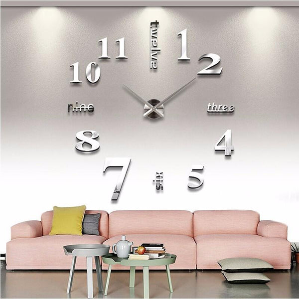 3D Big Wall Clock DIY Home Decor