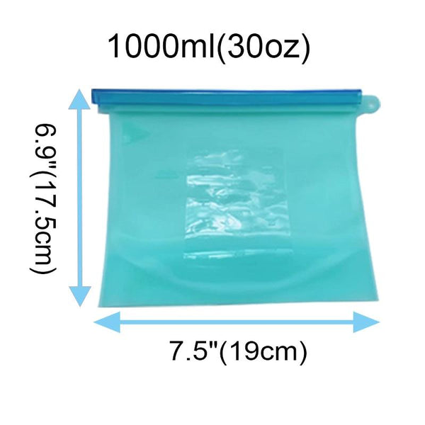 4PCS 1000ml /1500ml Silicone Bag Reusable Silicone Food Bag Zero Waste Ziplock Food Storage Bag Refrigerator Fresh Bags Organiz