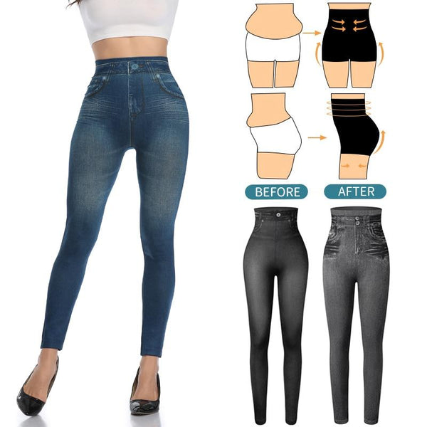 Slim Waist Seamless Denim Leggings