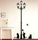 Ancient Lamp With Cats & Birds Wall Sticker