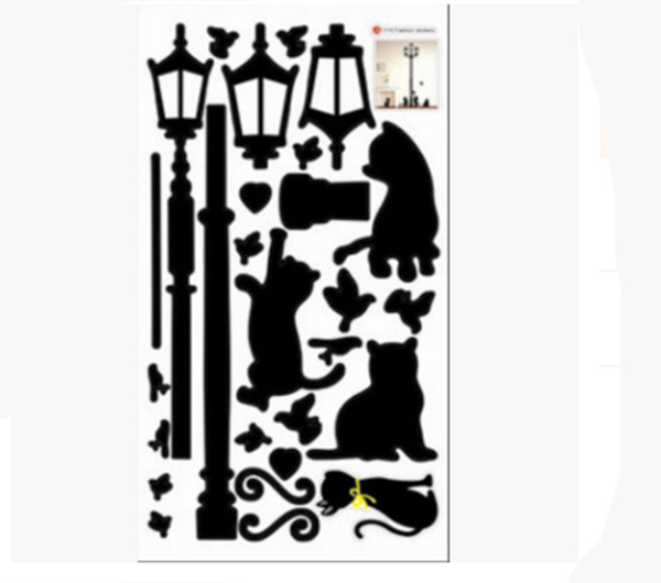 Ancient Lamp With Cats & Birds Wall Sticker