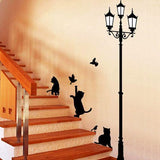 Ancient Lamp With Cats & Birds Wall Sticker