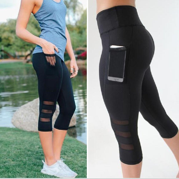 High Waist Elastic Leggings With Pocket