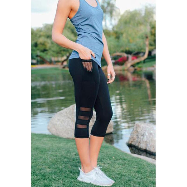 High Waist Elastic Leggings With Pocket