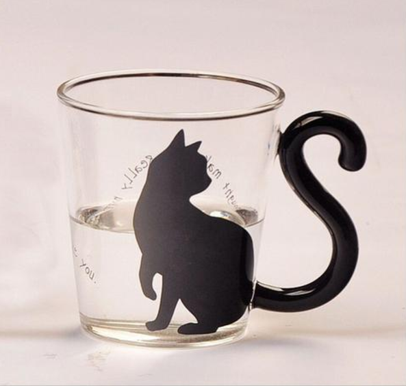 Cat Silhouette Glass Mug