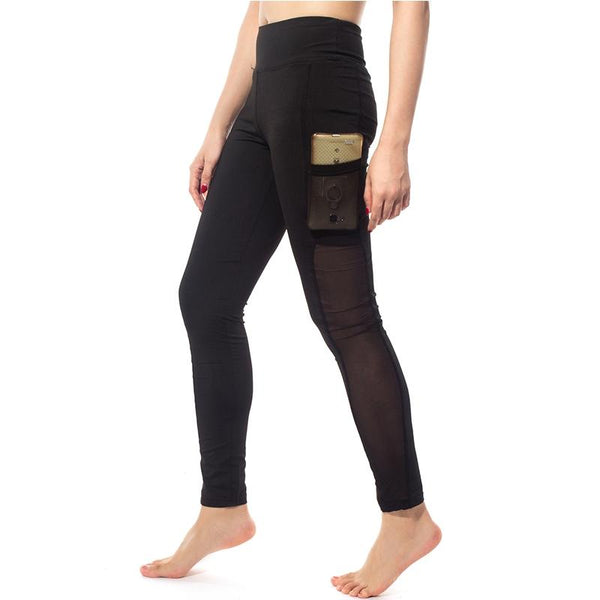 Full Length High Waist Elastic Leggings With Pocket