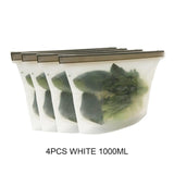 4PCS 1000ml /1500ml Silicone Bag Reusable Silicone Food Bag Zero Waste Ziplock Food Storage Bag Refrigerator Fresh Bags Organiz