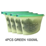 4PCS 1000ml /1500ml Silicone Bag Reusable Silicone Food Bag Zero Waste Ziplock Food Storage Bag Refrigerator Fresh Bags Organiz