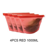 4PCS 1000ml /1500ml Silicone Bag Reusable Silicone Food Bag Zero Waste Ziplock Food Storage Bag Refrigerator Fresh Bags Organiz