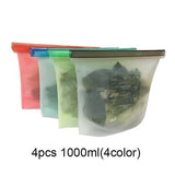 4PCS 1000ml /1500ml Silicone Bag Reusable Silicone Food Bag Zero Waste Ziplock Food Storage Bag Refrigerator Fresh Bags Organiz